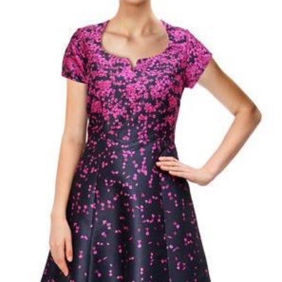 eshakti Placed Floral Print Dupioni Dress Size 16 - Picture 2 of 11